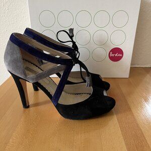 Boden Erin Color Block Suede Black Heels 38 (US 7.5)